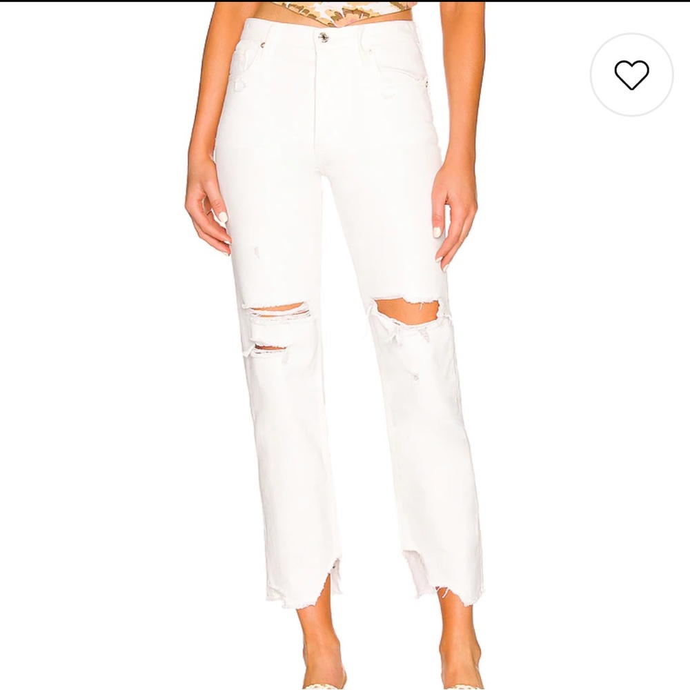 Free People White Distressed Jeans